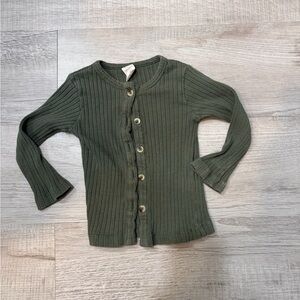 Classic Green Ribbed Button-Up 2T Cardigan